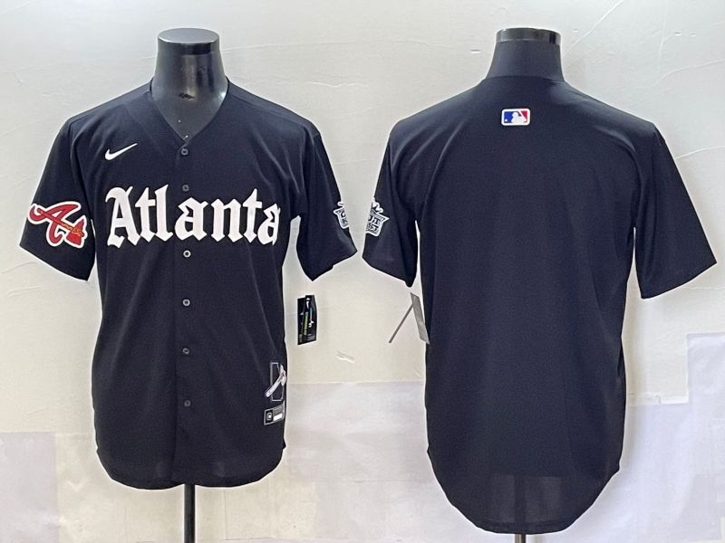 Men 2025 Atlanta Braves Blank Black Five generations Joint Name Nike MLB Jersey style 3->chicago bulls->NBA Jersey